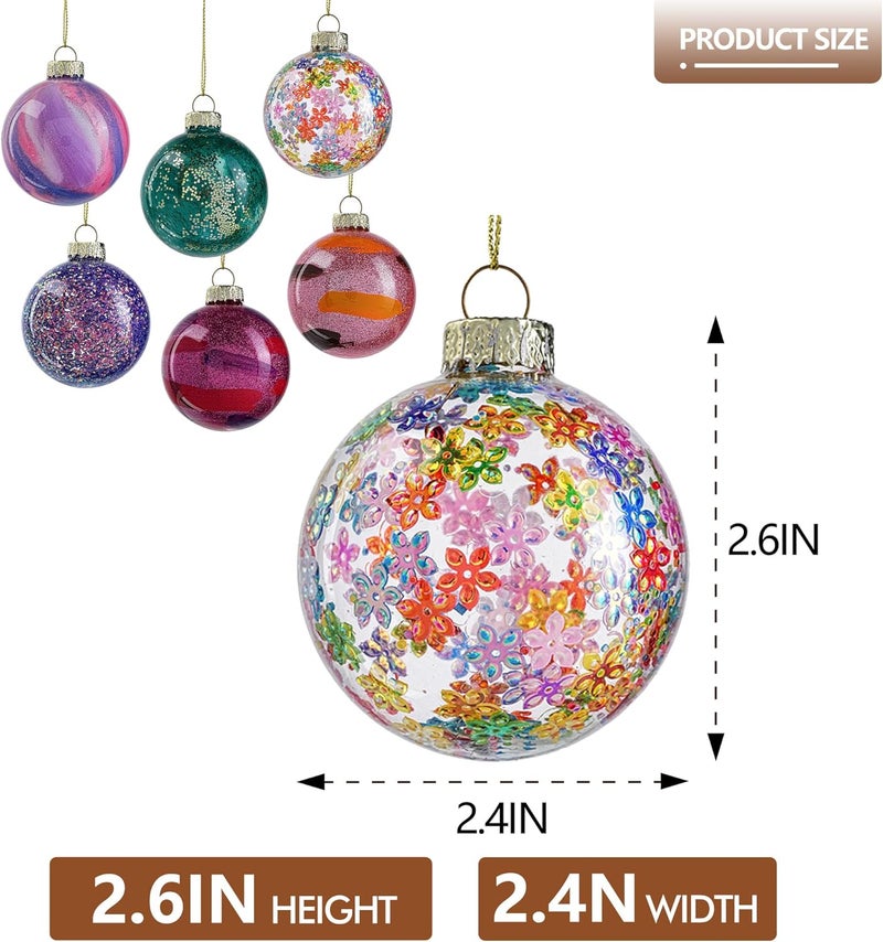 KRISININE 6pcs Glass Christmas Balls Ornaments 2.4 Inch Glittering Christmas Tree Ornament Multicolor Christmas Ornaments for Xmas Hanging Tree Decorations Party Decor - Image 3